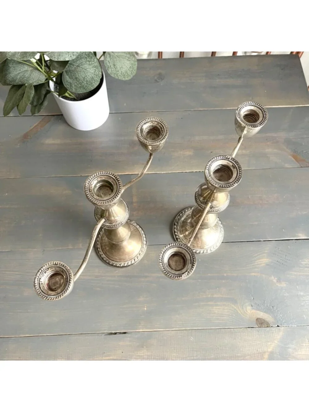 Vtg 50s Duchin Creation Weighted Sterling Silver Three-Light Candelabra